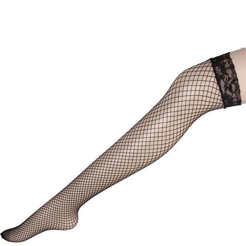 over the knee lace fishnet socks shein